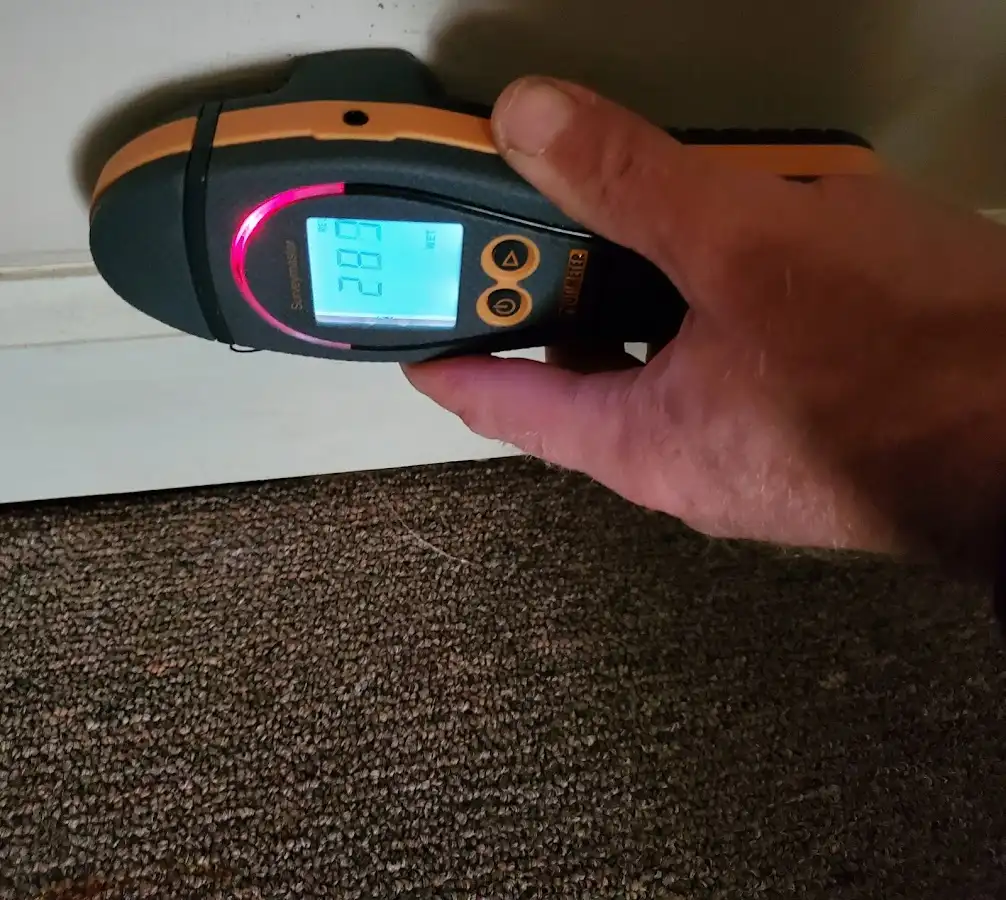Moisture detection at baseboard during Sewage Cleanup & Sanitation in Yazoo City